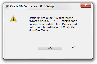 Microsoft Visual C++ 2019 Redistributable Package Error